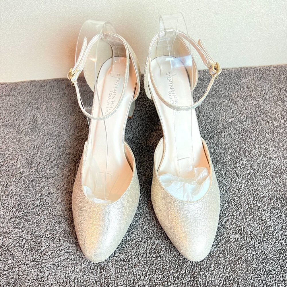 Touch Ups Womens 8M Amanda Champagne Gold Closed Toe Block Heels Pumps Shoes - Picture 2 of 13